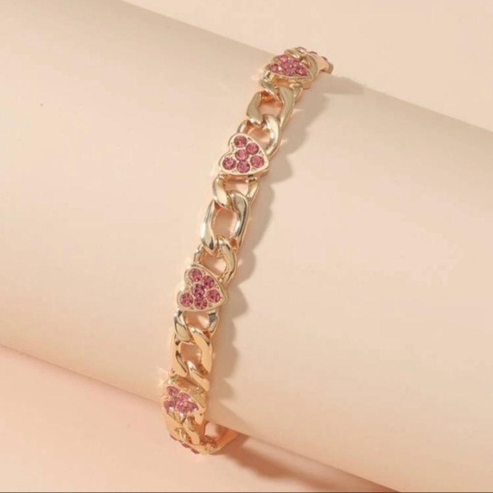 3/$30 💛 Rhinestone Heart Chain Bracelet - Picture 2 of 3